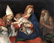 Lorenzo Lotto Madonna and Child with St Ignatius of Antioch and St Onophrius oil painting artist